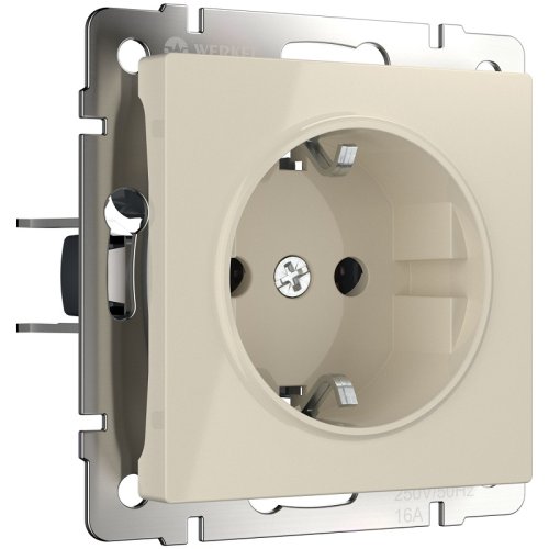 Розетка с заземлением без рамки Werkel 1-м. слоновая кость глянцевый фото Розетка с заземлением без рамки Werkel 1-м. слоновая кость глянцевый картинка